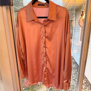 SHEIN Soft Pink Satin Blouse